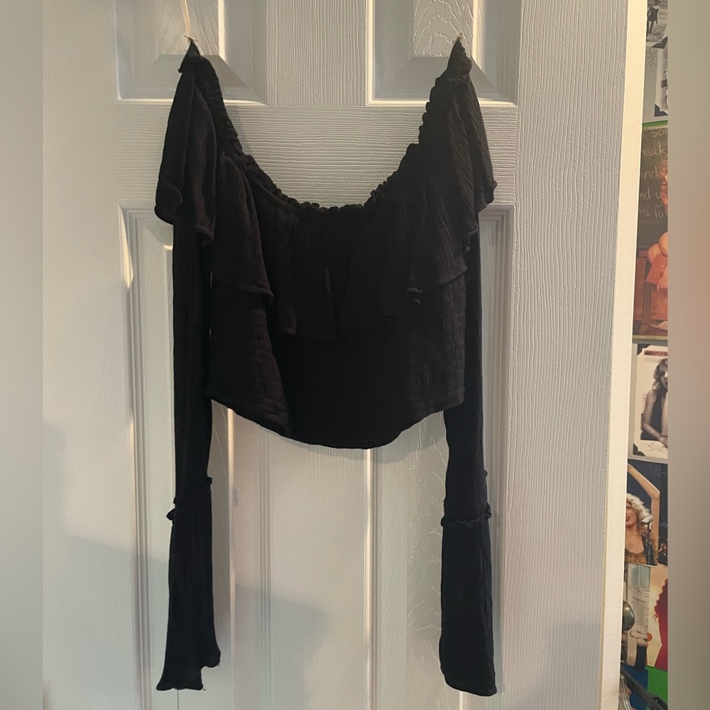 Black off the shoulder crop top